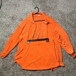 Fashion Nova Orange Shirt and Skirt Ensemble